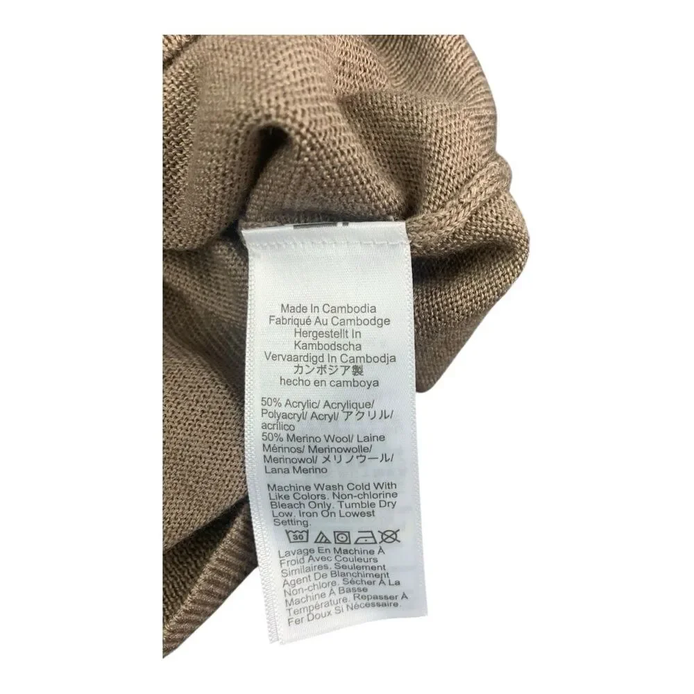 J Crew Beige Long Sleeve Sweater, Men’s XL, Merino Wool Blend
